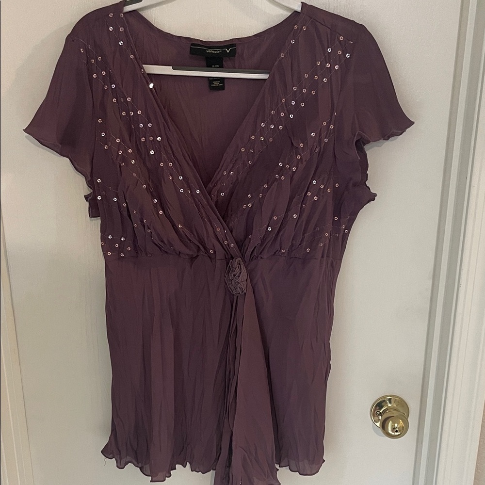 Venezia Mauve Blouse with Sequin Detail